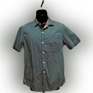 Fat Face Medium Men’s Navy blue shirt with white polka dot pattern